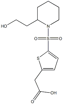 2-(5-{[2-(2-hydroxyethyl)piperidine-1-]sulfonyl}thiophen-2-yl)acetic acid Struktur