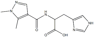 2-[(1,5-dimethyl-1H-pyrazol-4-yl)formamido]-3-(1H-imidazol-4-yl)propanoic acid Struktur