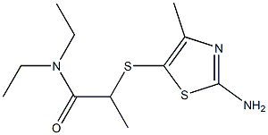 2-[(2-amino-4-methyl-1,3-thiazol-5-yl)sulfanyl]-N,N-diethylpropanamide Struktur