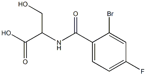 2-[(2-bromo-4-fluorobenzoyl)amino]-3-hydroxypropanoic acid Struktur