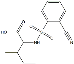 2-[(2-cyanobenzene)sulfonamido]-3-methylpentanoic acid Struktur