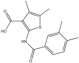 2-[(3,4-dimethylbenzene)amido]-4,5-dimethylthiophene-3-carboxylic acid Struktur