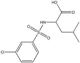 2-[(3-chlorobenzene)sulfonamido]-4-methylpentanoic acid Struktur