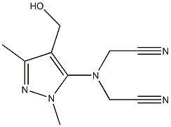 2-[(cyanomethyl)[4-(hydroxymethyl)-1,3-dimethyl-1H-pyrazol-5-yl]amino]acetonitrile Struktur