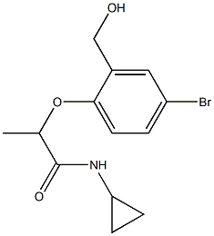 2-[4-bromo-2-(hydroxymethyl)phenoxy]-N-cyclopropylpropanamide Struktur