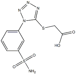 2-{[1-(3-sulfamoylphenyl)-1H-1,2,3,4-tetrazol-5-yl]sulfanyl}acetic acid Struktur