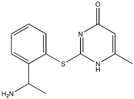 2-{[2-(1-aminoethyl)phenyl]sulfanyl}-6-methyl-1,4-dihydropyrimidin-4-one Struktur