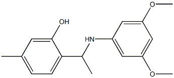 2-{1-[(3,5-dimethoxyphenyl)amino]ethyl}-5-methylphenol Struktur