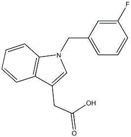 2-{1-[(3-fluorophenyl)methyl]-1H-indol-3-yl}acetic acid Struktur