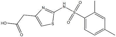 2-{2-[(2,4-dimethylbenzene)sulfonamido]-1,3-thiazol-4-yl}acetic acid Struktur