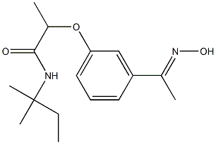 2-{3-[1-(hydroxyimino)ethyl]phenoxy}-N-(2-methylbutan-2-yl)propanamide Struktur