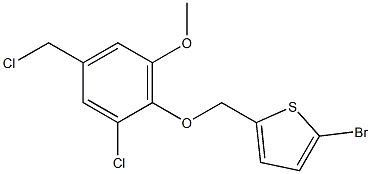 2-bromo-5-[2-chloro-4-(chloromethyl)-6-methoxyphenoxymethyl]thiophene Struktur