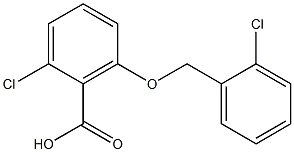 2-chloro-6-[(2-chlorophenyl)methoxy]benzoic acid Struktur