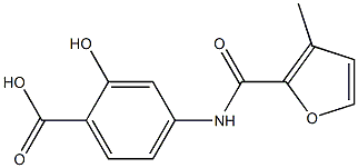 2-hydroxy-4-[(3-methyl-2-furoyl)amino]benzoic acid Struktur