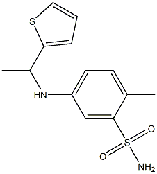 2-methyl-5-{[1-(thiophen-2-yl)ethyl]amino}benzene-1-sulfonamide Struktur