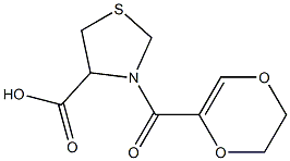 3-(5,6-dihydro-1,4-dioxin-2-ylcarbonyl)-1,3-thiazolidine-4-carboxylic acid Struktur