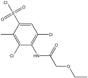 3,5-dichloro-4-(2-ethoxyacetamido)-2-methylbenzene-1-sulfonyl chloride Struktur