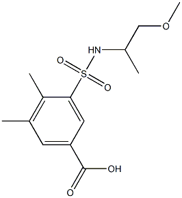 3-[(1-methoxypropan-2-yl)sulfamoyl]-4,5-dimethylbenzoic acid Struktur