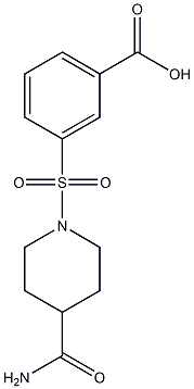 3-[(4-carbamoylpiperidine-1-)sulfonyl]benzoic acid Struktur