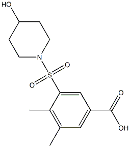 3-[(4-hydroxypiperidine-1-)sulfonyl]-4,5-dimethylbenzoic acid Struktur