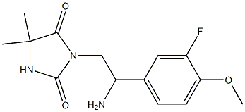 3-[2-amino-2-(3-fluoro-4-methoxyphenyl)ethyl]-5,5-dimethylimidazolidine-2,4-dione Struktur