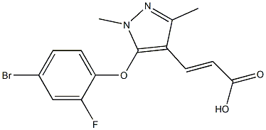 3-[5-(4-bromo-2-fluorophenoxy)-1,3-dimethyl-1H-pyrazol-4-yl]prop-2-enoic acid Struktur