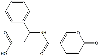 3-{[(2-oxo-2H-pyran-5-yl)carbonyl]amino}-3-phenylpropanoic acid Struktur