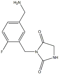 3-{[5-(aminomethyl)-2-fluorophenyl]methyl}imidazolidine-2,4-dione Struktur