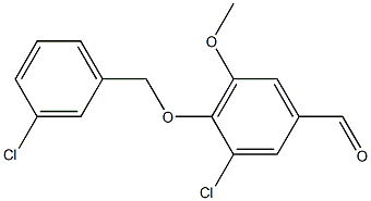 3-chloro-4-[(3-chlorophenyl)methoxy]-5-methoxybenzaldehyde Struktur