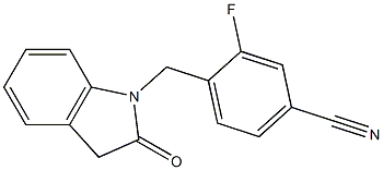 3-fluoro-4-[(2-oxo-2,3-dihydro-1H-indol-1-yl)methyl]benzonitrile Struktur