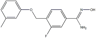 3-fluoro-N'-hydroxy-4-[(3-methylphenoxy)methyl]benzenecarboximidamide Struktur