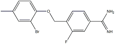 4-(2-bromo-4-methylphenoxymethyl)-3-fluorobenzene-1-carboximidamide Struktur