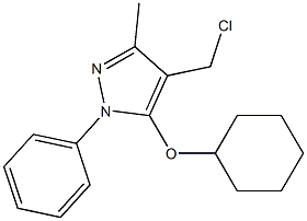 4-(chloromethyl)-5-(cyclohexyloxy)-3-methyl-1-phenyl-1H-pyrazole Struktur