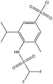 4-(difluoromethanesulfonamido)-3-methyl-5-(propan-2-yl)benzene-1-sulfonyl chloride Struktur