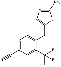 4-[(2-amino-1,3-thiazol-5-yl)methyl]-3-(trifluoromethyl)benzonitrile Struktur