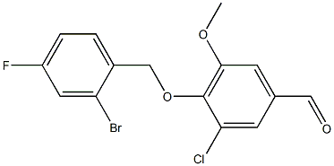 4-[(2-bromo-4-fluorophenyl)methoxy]-3-chloro-5-methoxybenzaldehyde Struktur