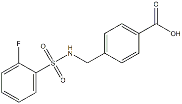 4-[(2-fluorobenzene)sulfonamidomethyl]benzoic acid Struktur