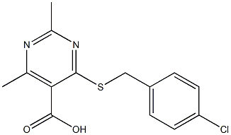 4-[(4-chlorobenzyl)thio]-2,6-dimethylpyrimidine-5-carboxylic acid Struktur