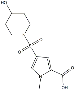 4-[(4-hydroxypiperidine-1-)sulfonyl]-1-methyl-1H-pyrrole-2-carboxylic acid Struktur