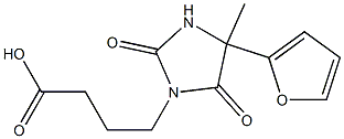 4-[4-(furan-2-yl)-4-methyl-2,5-dioxoimidazolidin-1-yl]butanoic acid Struktur