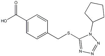 4-{[(1-cyclopentyl-1H-1,2,3,4-tetrazol-5-yl)sulfanyl]methyl}benzoic acid Struktur