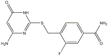 4-{[(4-amino-6-oxo-1,6-dihydropyrimidin-2-yl)sulfanyl]methyl}-3-fluorobenzamide Struktur