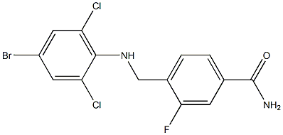 4-{[(4-bromo-2,6-dichlorophenyl)amino]methyl}-3-fluorobenzamide Struktur