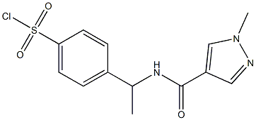 4-{1-[(1-methyl-1H-pyrazol-4-yl)formamido]ethyl}benzene-1-sulfonyl chloride Struktur