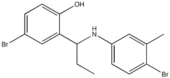 4-bromo-2-{1-[(4-bromo-3-methylphenyl)amino]propyl}phenol Struktur