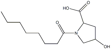 4-hydroxy-1-octanoylpyrrolidine-2-carboxylic acid Struktur