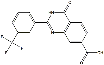 4-oxo-2-[3-(trifluoromethyl)phenyl]-3,4-dihydroquinazoline-7-carboxylic acid Struktur