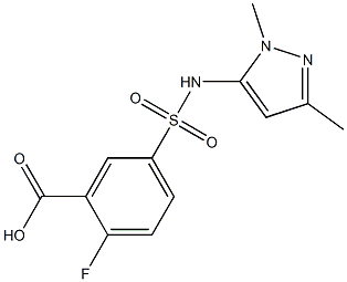 5-[(1,3-dimethyl-1H-pyrazol-5-yl)sulfamoyl]-2-fluorobenzoic acid Struktur