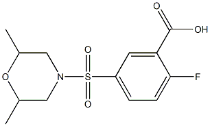 5-[(2,6-dimethylmorpholine-4-)sulfonyl]-2-fluorobenzoic acid Struktur