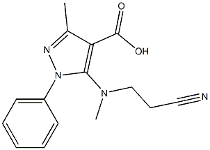 5-[(2-cyanoethyl)(methyl)amino]-3-methyl-1-phenyl-1H-pyrazole-4-carboxylic acid Struktur